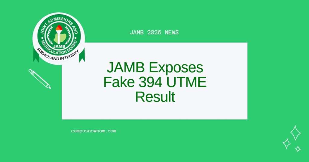 JAMB Exposes Fake 394 UTME Result