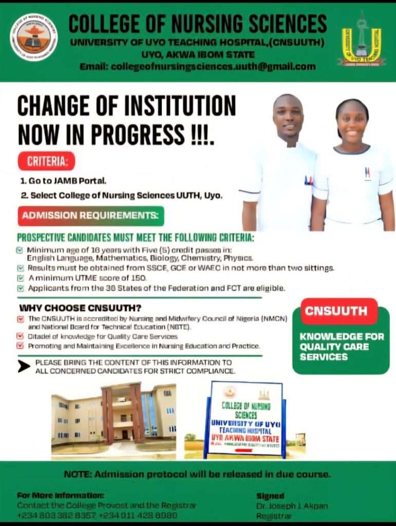 College of Nursing Sciences, University of Uyo Teaching Hospital admissions